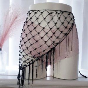 Vintage 90s Costa Blanca Boho Beaded Tassle Wrap